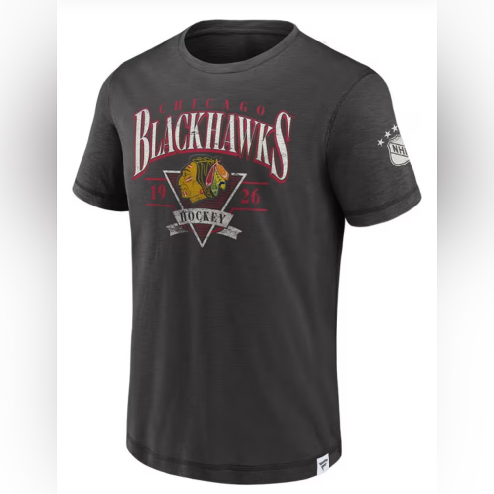 FANATICS NHL CHICAGO BLACKHAWKS BLACK TRUE CLASSICS SHORT SLEEVE T SHIRT LG